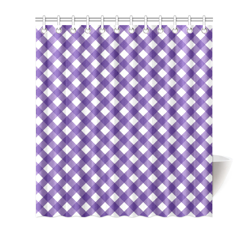 Gingham Purple Pattern Print Design 03 Shower Curtain