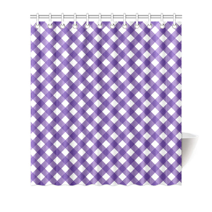 Gingham Purple Pattern Print Design 03 Shower Curtain