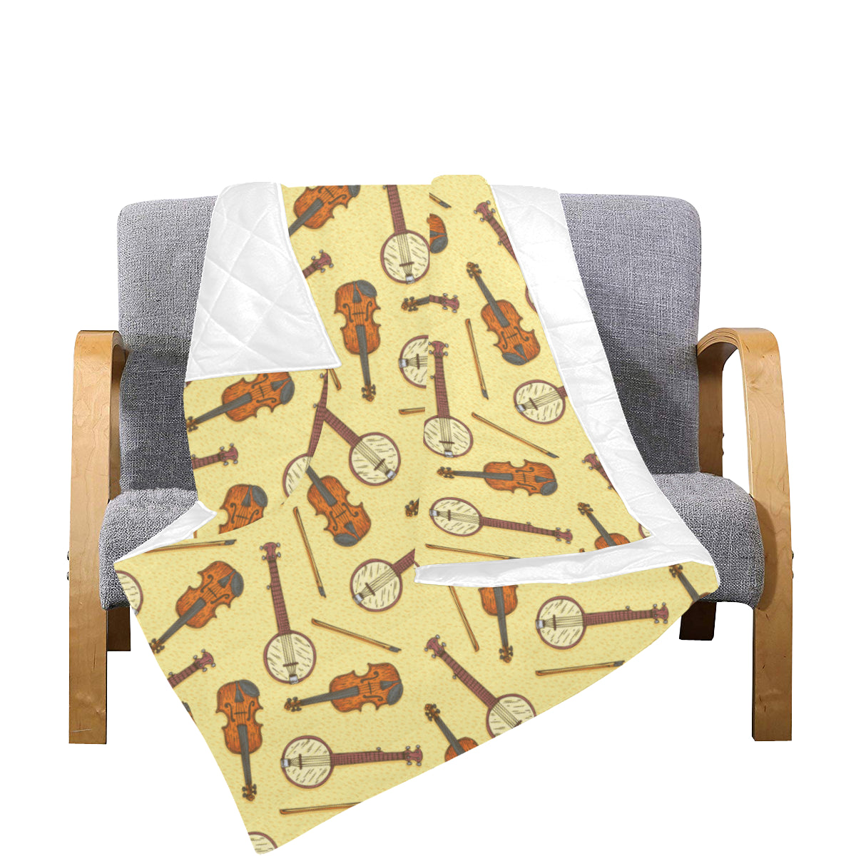 Banjo Violin Pattern Print Design 01 Premium Quilt