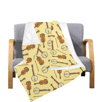 Banjo Violin Pattern Print Design 01 Premium Quilt