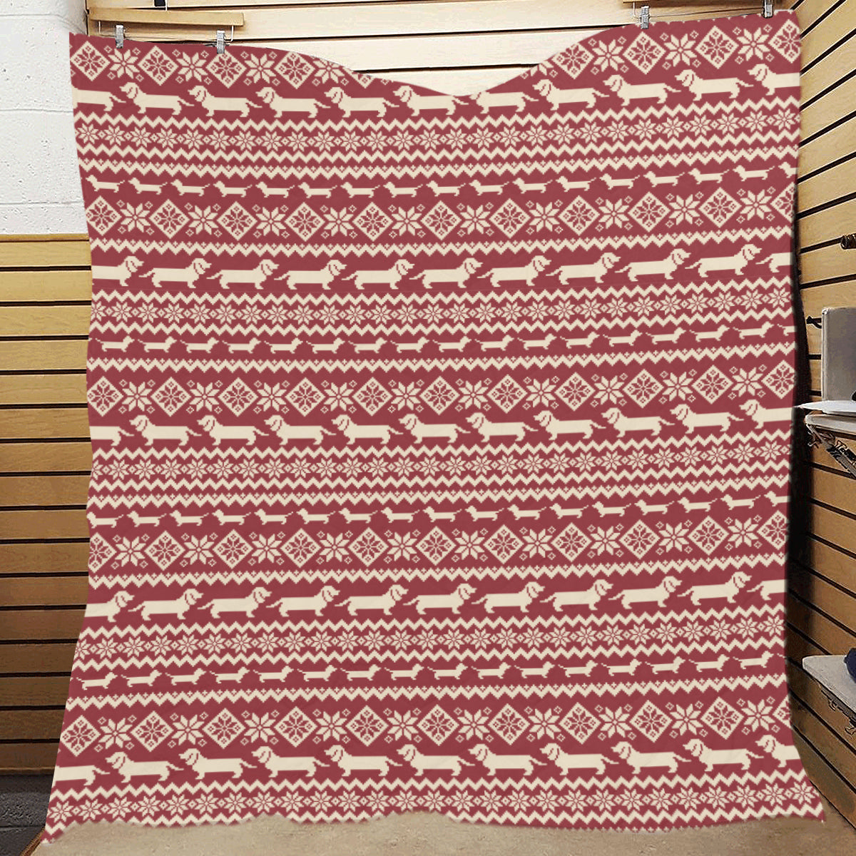 Dachshund Pattern Print Design 09 Premium Quilt