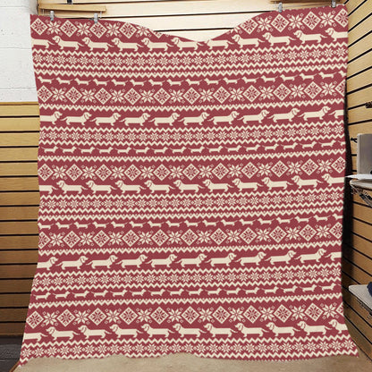 Dachshund Pattern Print Design 09 Premium Quilt