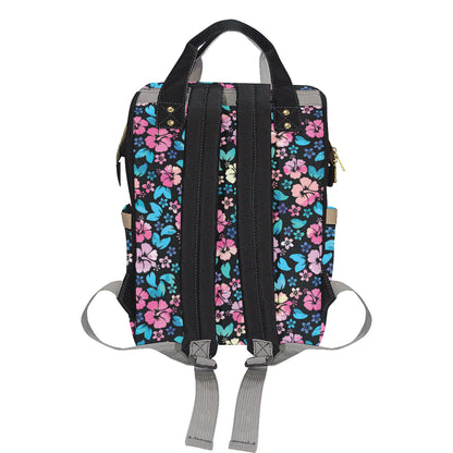 Pink Hibiscus Hawaiian Flower Diaper Bag Backpack