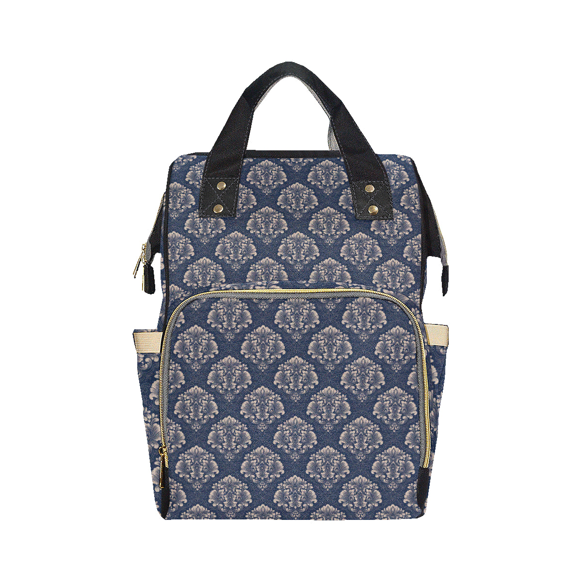 Damask Blue Luxury Print Pattern Diaper Bag Backpack
