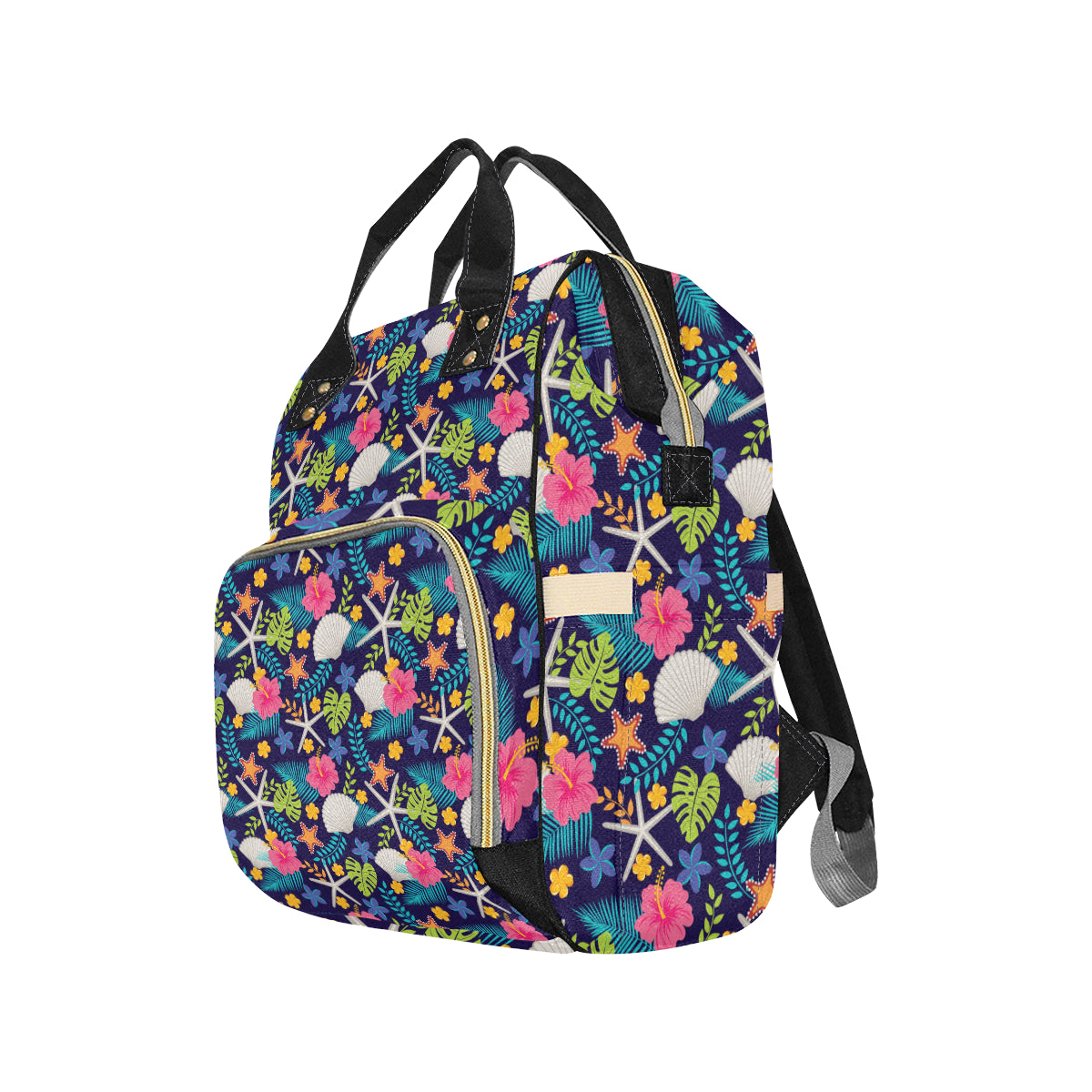Beach Seashell Floral Theme Diaper Bag Backpack