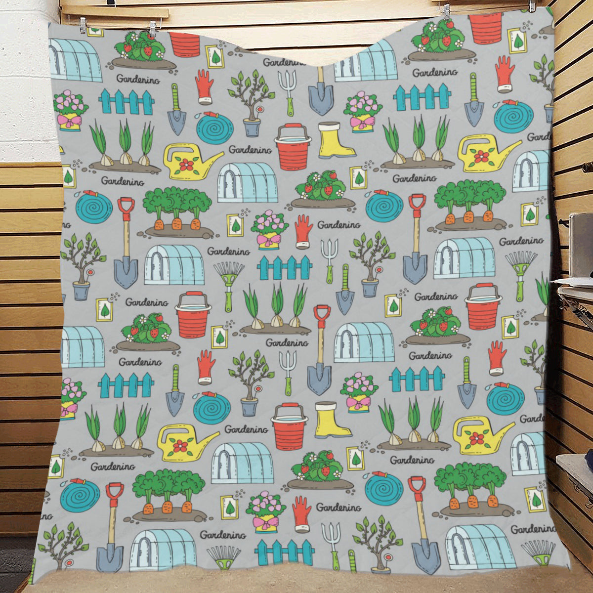 Gardening Pattern Print Design G07 Premium Quilt