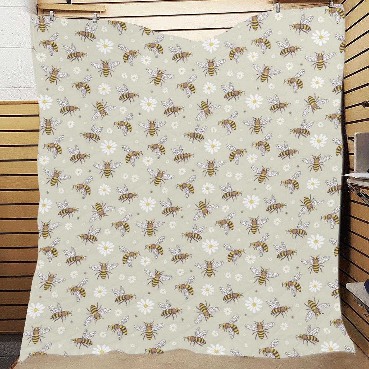 Bee Pattern Print Design 03 Premium Quilt