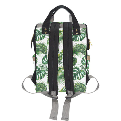 Green Pattern Tropical Palm Leaves Diaper Bag Backpack