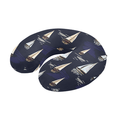 Sailing Ships Pattern Print Design A05 U-Shaped Travel Neck Pillow