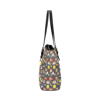 Sushi Pattern Print Leather Tote Bag