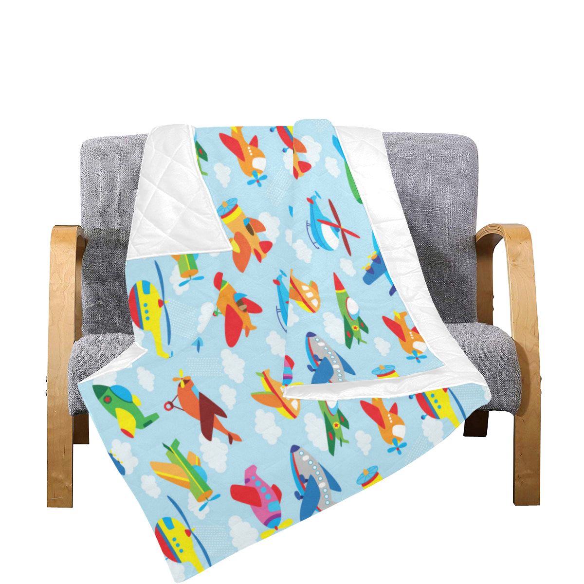 Airplane Colorful Pattern Print Design 01 Premium Quilt