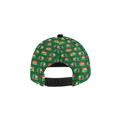 Camper Camping Christmas Themed Print Snapback Cap