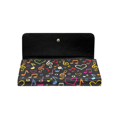 Music note Pattern Print Design A01 Women's Trifold Wallet