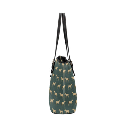 Horse Classic Themed Pattern Print Leather Tote Bag