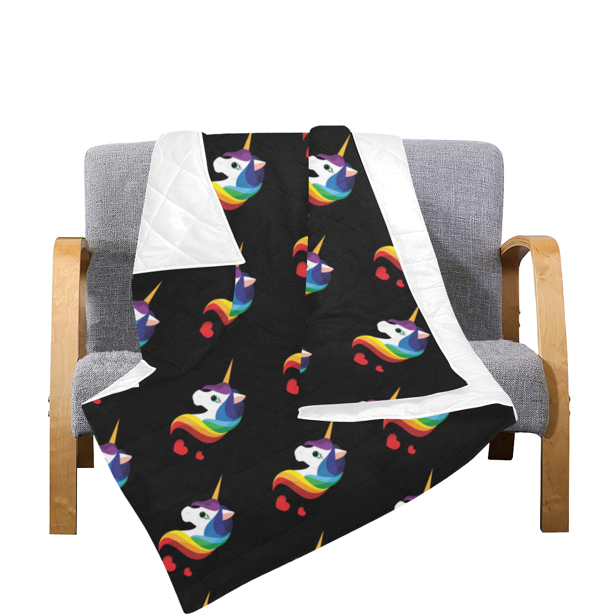 Rainbow Unicorn Pattern Print Design A03 Premium Quilt