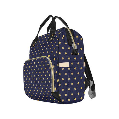 Polka Dot Gold Blue Pattern Print Design 02 Diaper Bag Backpack