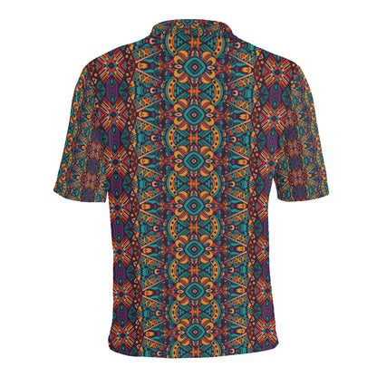 Ethnic Style Print Pattern Men Polo Shirt
