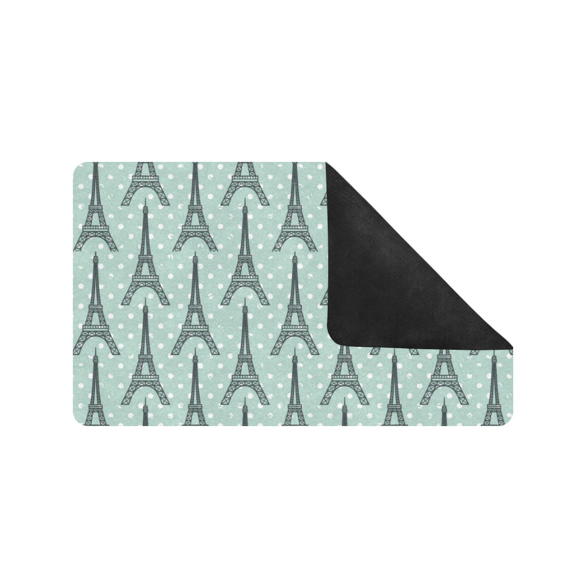 Eiffel Tower Polka Dot Print Rubber Doormat