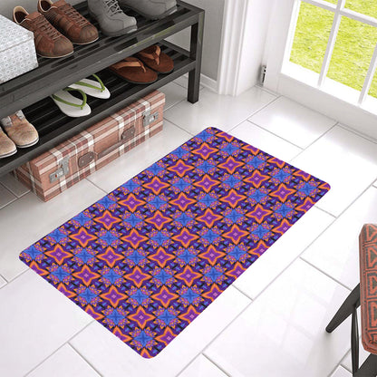 kaleidoscope Purple Orange Print Design Rubber Doormat