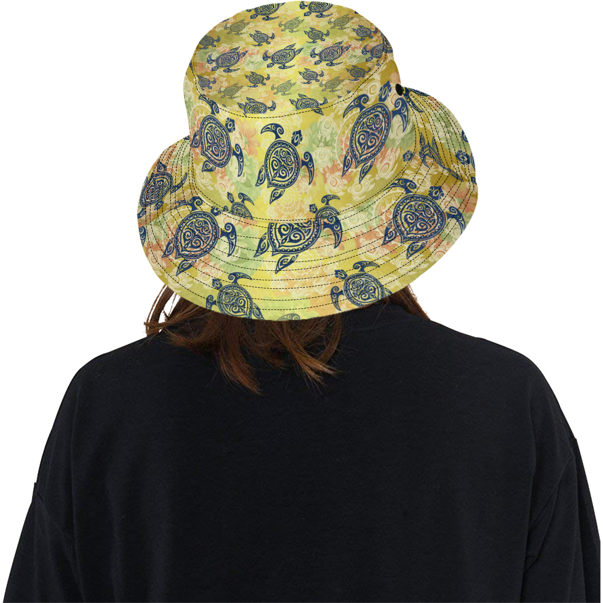 Hawaiian Turtle Tribal Design Print Unisex Bucket Hat
