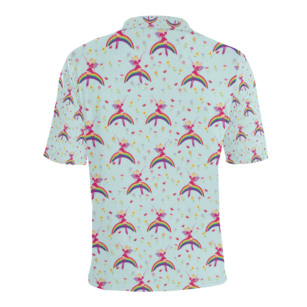 Fairy with Rainbow Print Pattern Men Polo Shirt