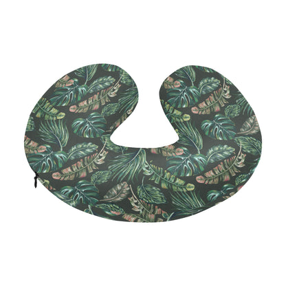 Banana Leaf Pattern Print Design 05 U-Shaped Travel Neck Pillow