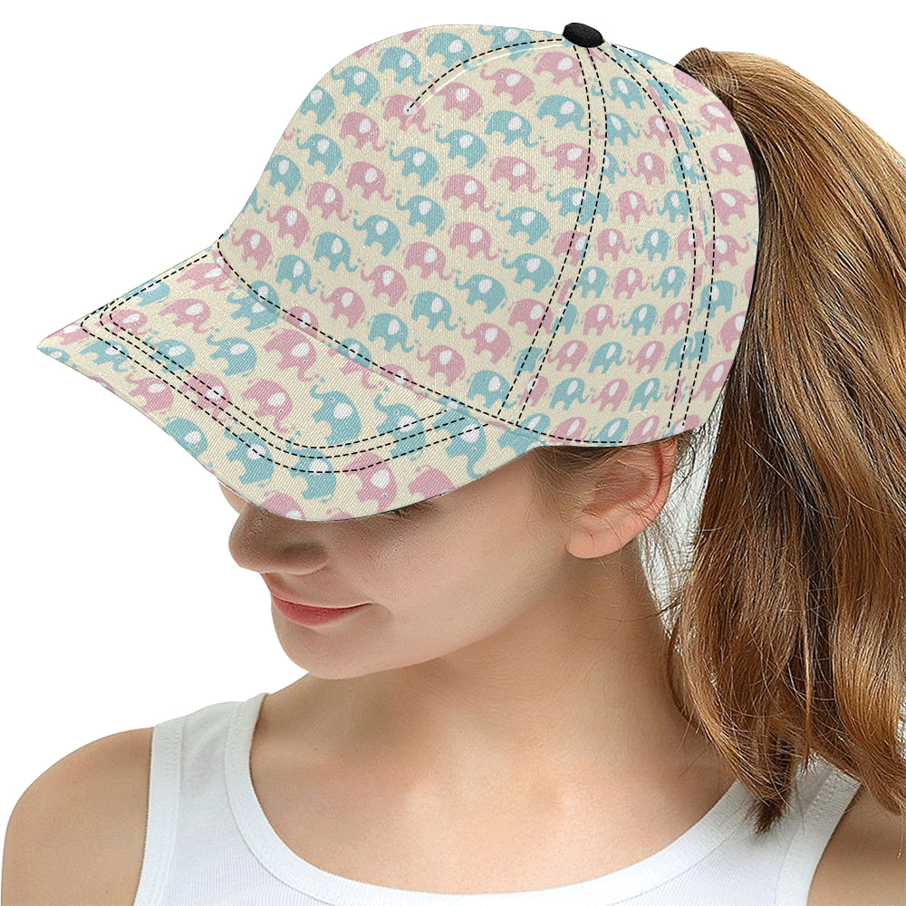 Elephant Baby Pastel Print Pattern Snapback Cap