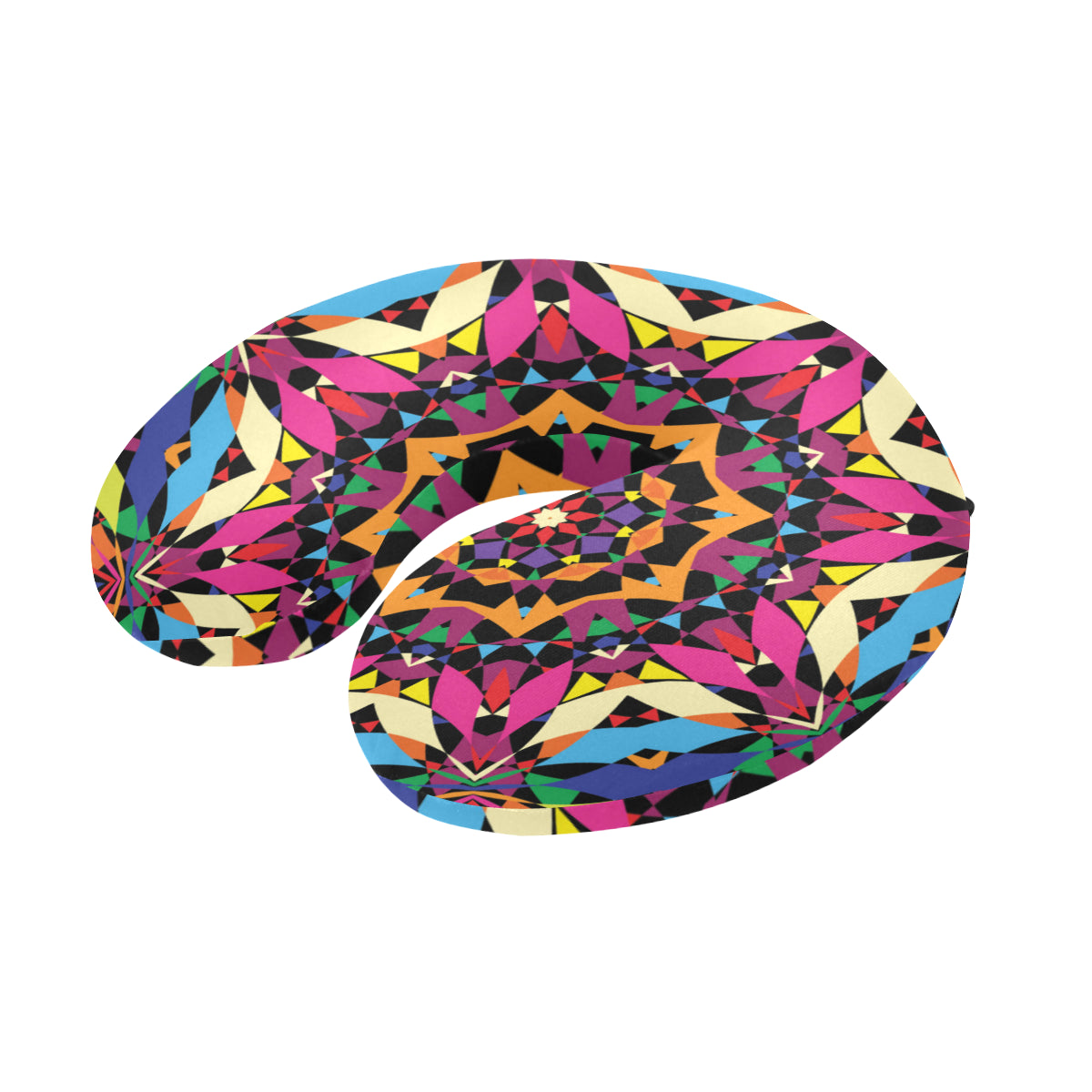 Kaleidoscope Pattern Print Design 02 U-Shaped Travel Neck Pillow