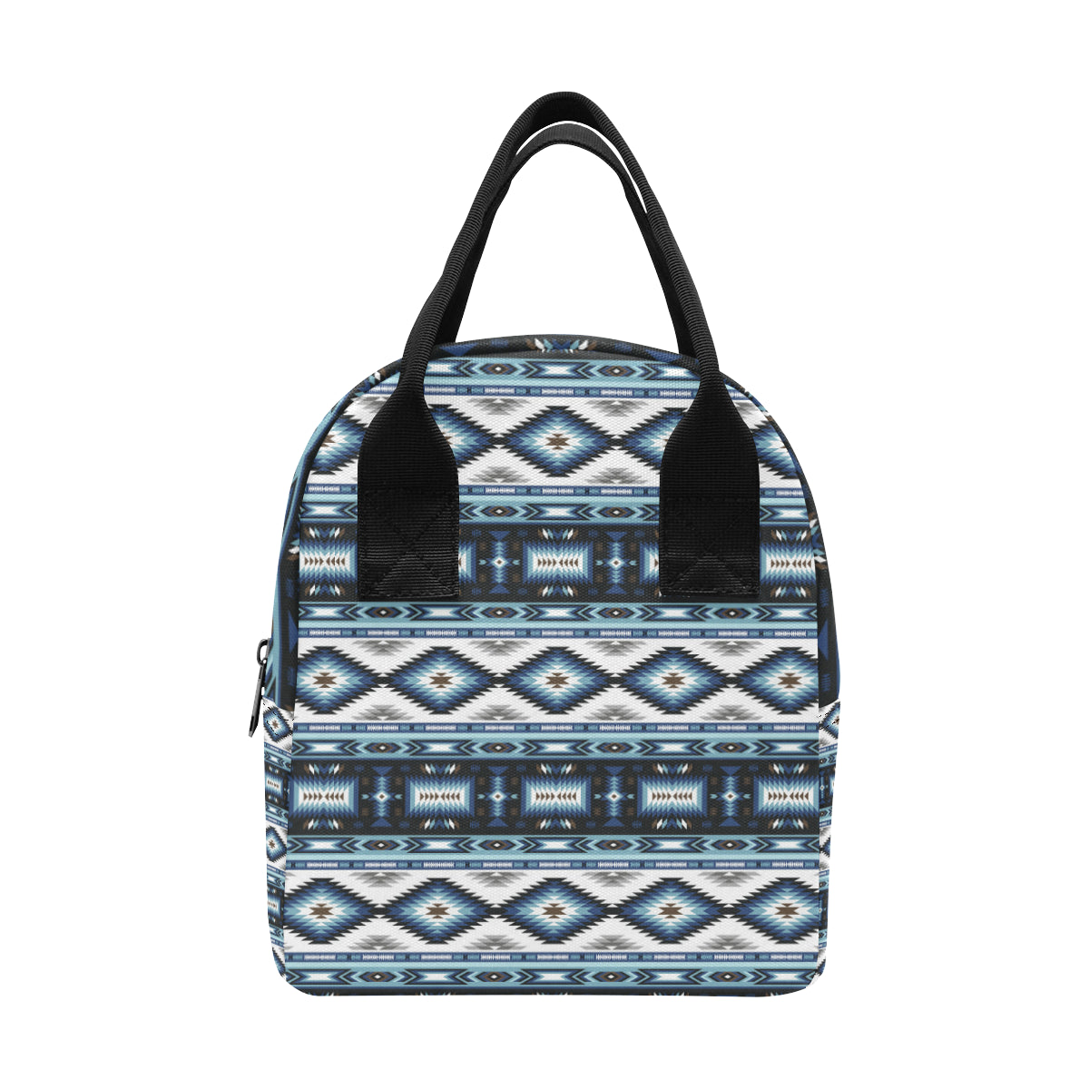 Navajo Dark Blue Print Pattern Insulated Lunch Bag