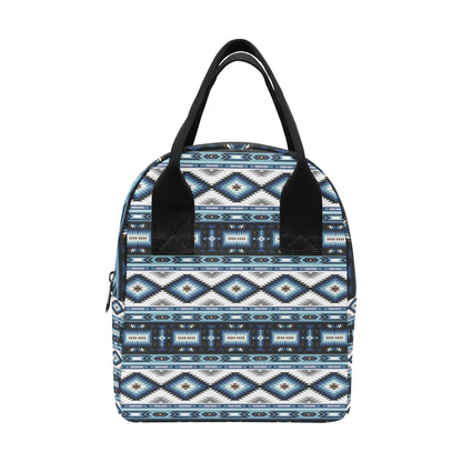 Navajo Dark Blue Print Pattern Insulated Lunch Bag