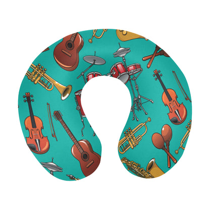 Drum Set Pattern Print Design 01 U-Shaped Travel Neck Pillow