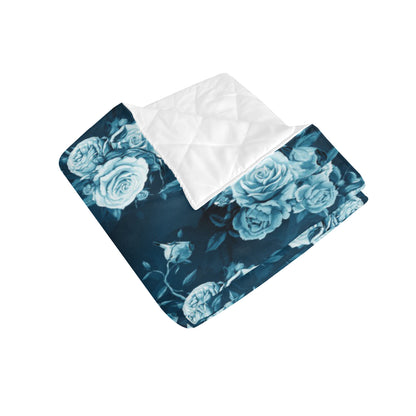 Rose Blue Pattern Print Design RO014 Premium Quilt