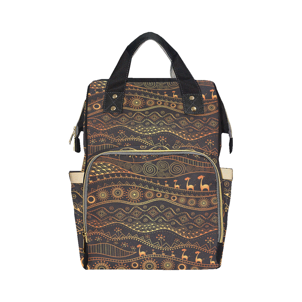 Gold African Design Diaper Bag Backpack