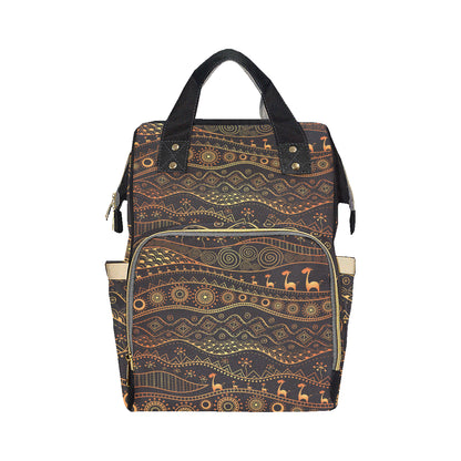 Gold African Design Diaper Bag Backpack