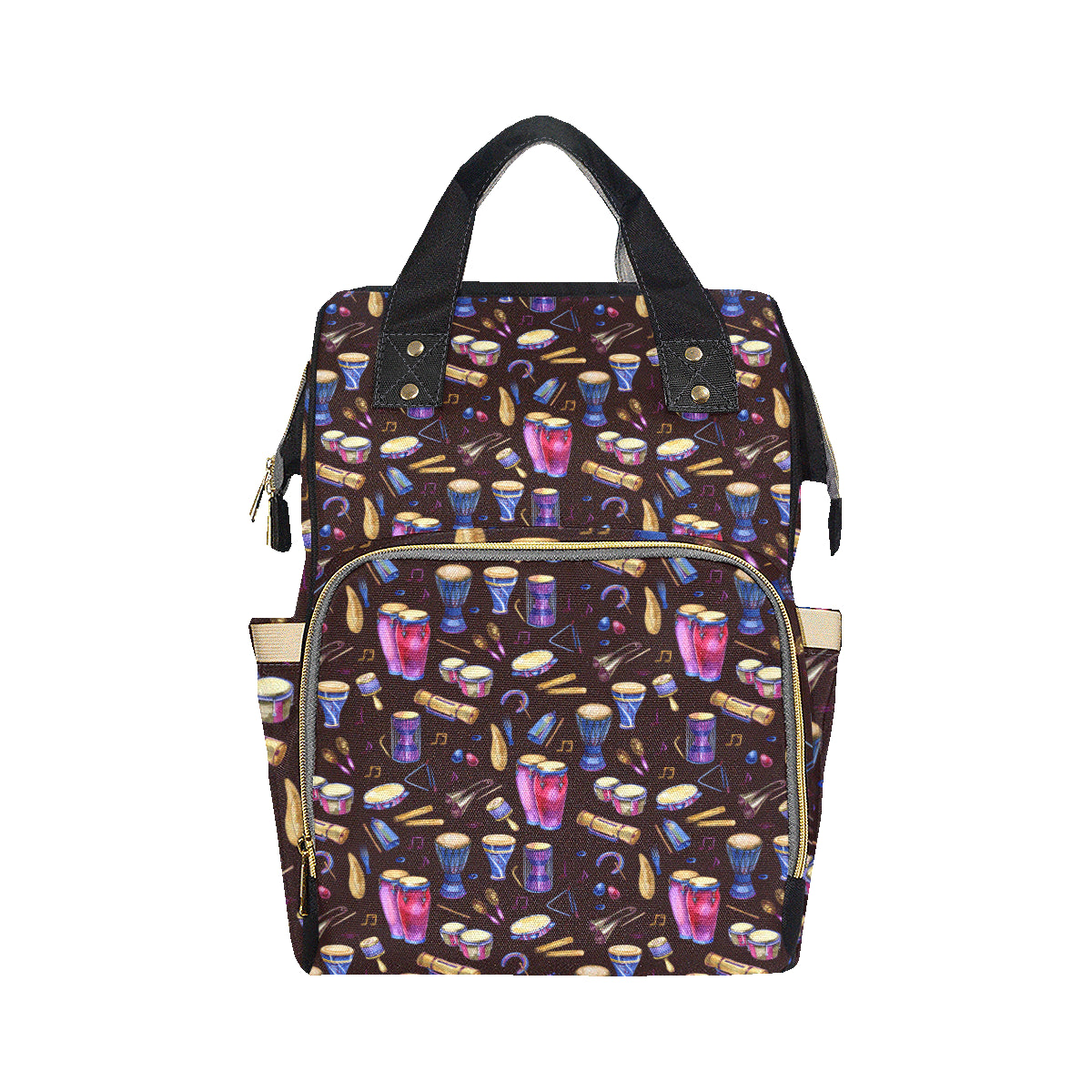 Percussion Neon Pattern Print Design 04 Diaper Bag Backpack