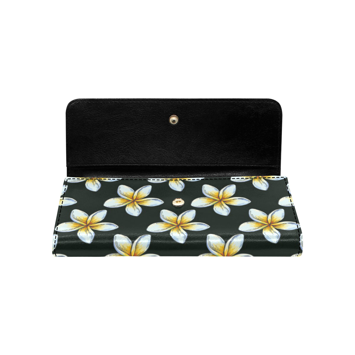 White Plumeria Pattern Print Design PM022 Women's Trifold Wallet