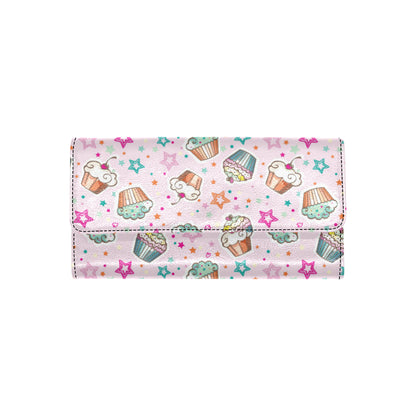 Cupcake Pattern Print Design CP03 Women's Trifold Wallet