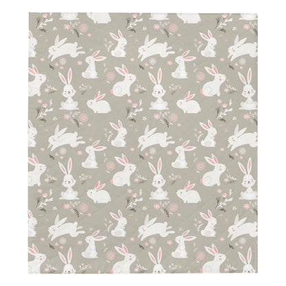 Rabbit Pattern Print Design RB03 Premium Quilt