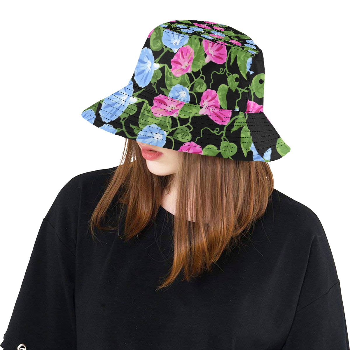 Morning Glory Pattern Print Design MG04 Unisex Bucket Hat