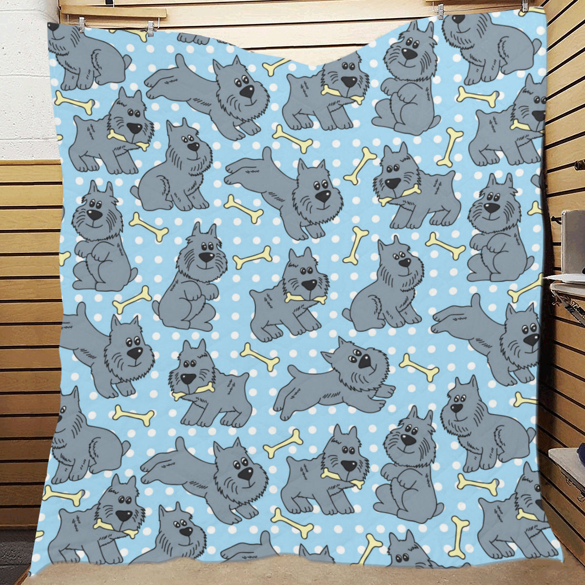 Schnauzers Pattern Print Design A02 Premium Quilt