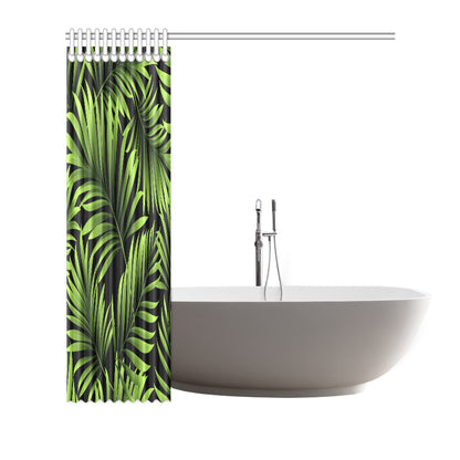 Green Neon Tropical Palm Leaves Shower Curtain