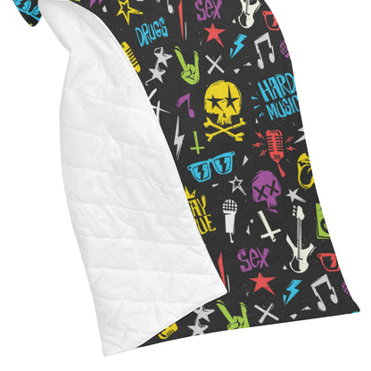 Rock and Roll Pattern Print Design A02 Premium Quilt