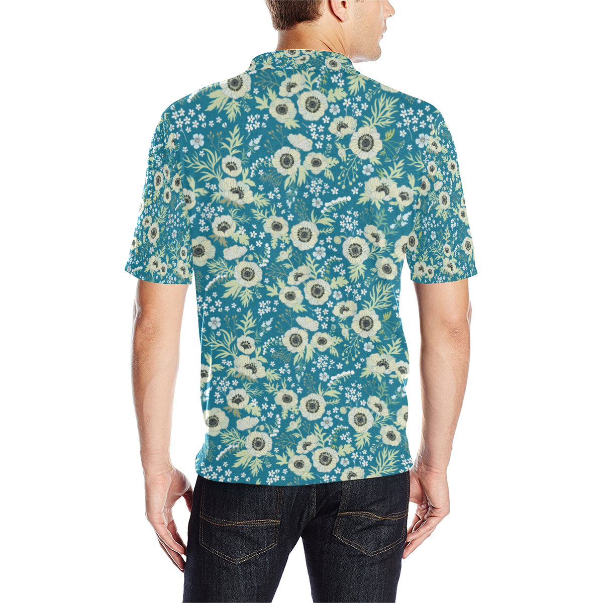 Anemone Pattern Print Design 01 Men Polo Shirt