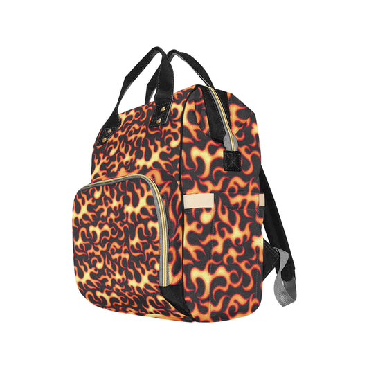 Flame Fire Themed Print Diaper Bag Backpack