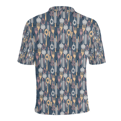 Cooking Kitchen Tools Pattern Print Design 05 Men Polo Shirt