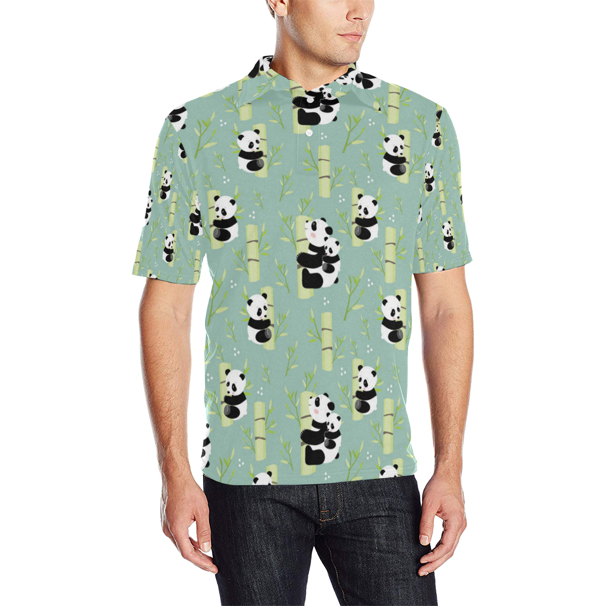 Panda Pattern Print Design A03 Men Polo Shirt