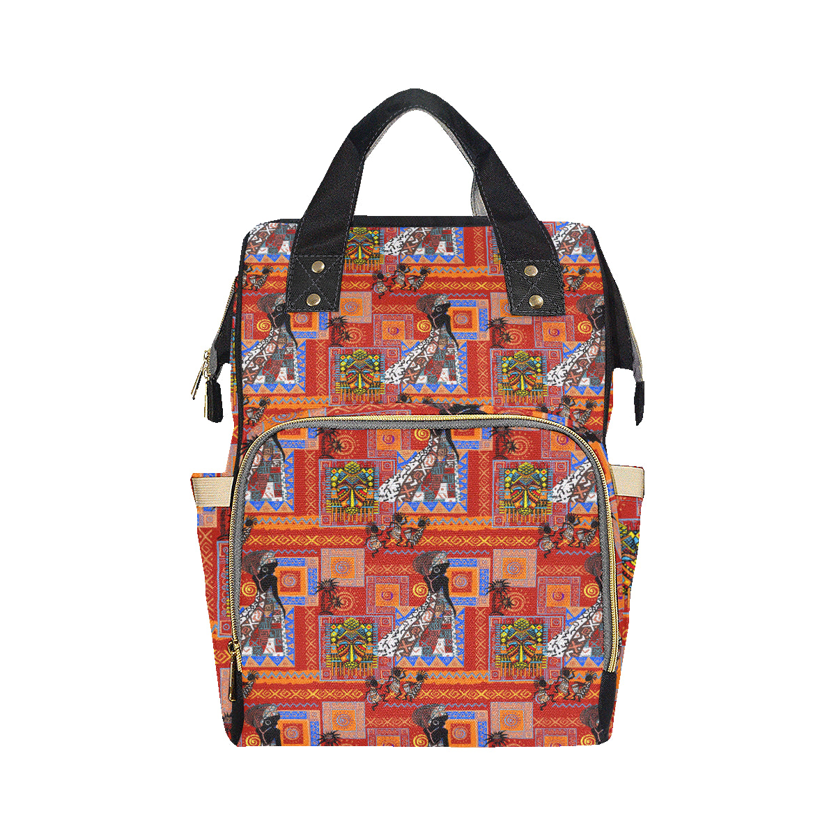 African Print Pattern Diaper Bag Backpack