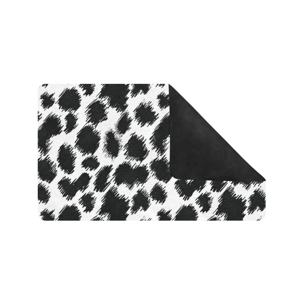 Cheetah Black Print Pattern Rubber Doormat