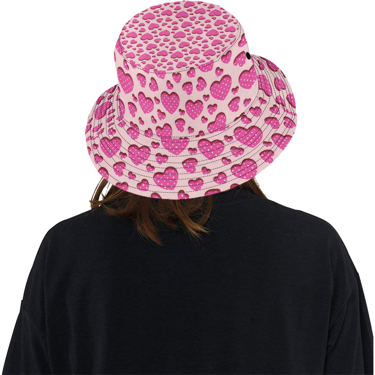 Heart Pink Pattern Print Design HE06 Unisex Bucket Hat