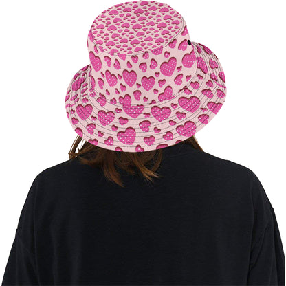 Heart Pink Pattern Print Design HE06 Unisex Bucket Hat